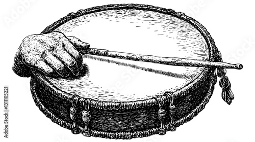 Hand playing a drum with a wooden stick illustrating rhythm and the art of percussion