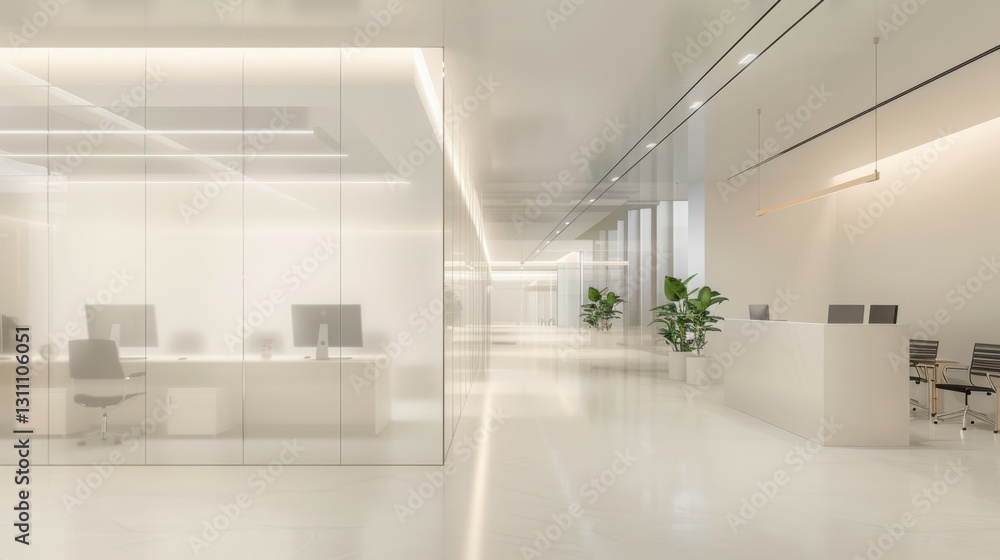 Soft Lighting in Minimalistic Blurred Office – Elegant Professional Background. Selective Focus Soft Lighting in Minimalistic Blurred Office – Elegant Professional Background. Selective Focus