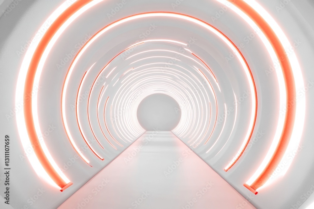 Fototapeta premium Futuristic tunnel with glowing rings