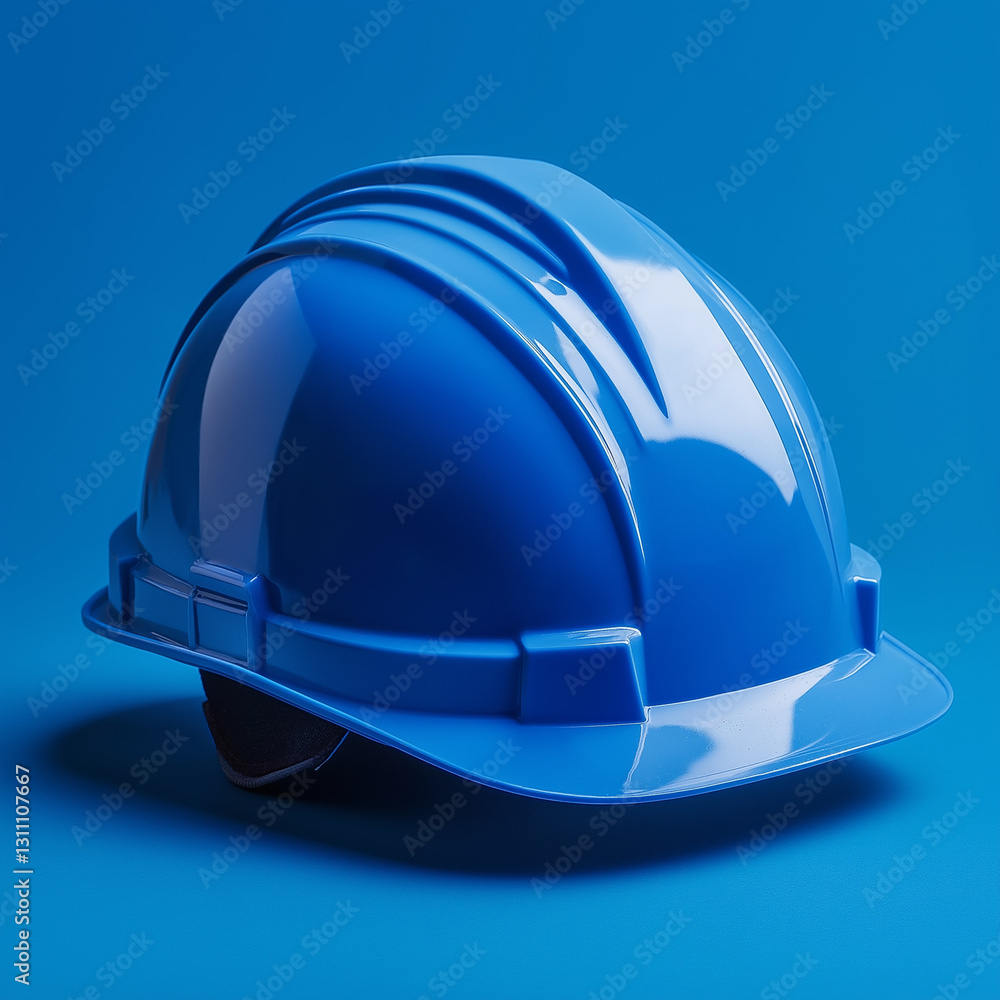 Construction Safety Helmet on Blue Background, ensuring robust protection and ergonomic comfort on demanding job sites Construction Safety Helmet on Blue Background, ensuring robust protection and ergonomic comfort on demanding job sites