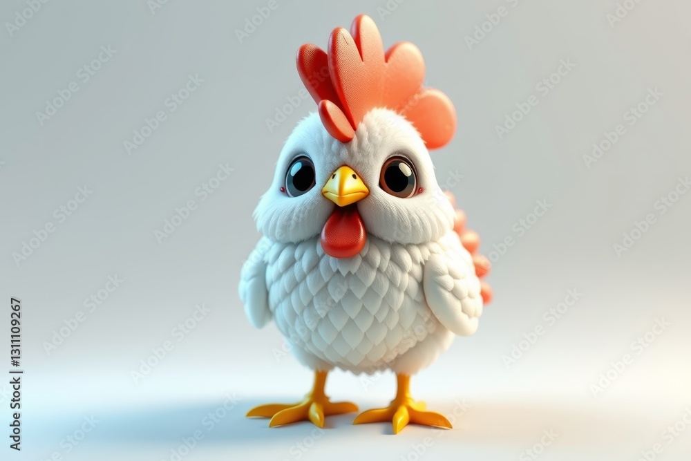 Fototapeta premium a close up of a white chicken with a red beak