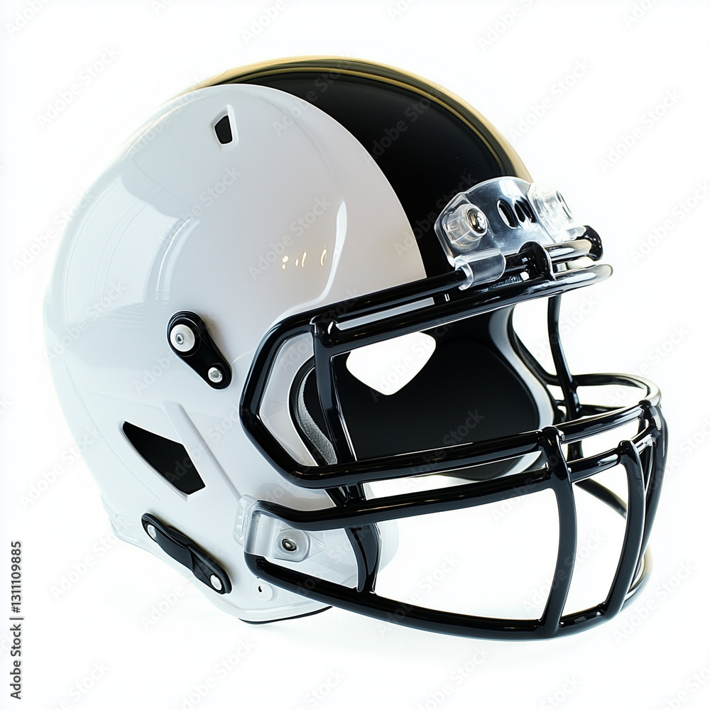 Fototapeta premium Soccer Helmet on White Background, designed for young athletes with lightweight protection and focus on safety