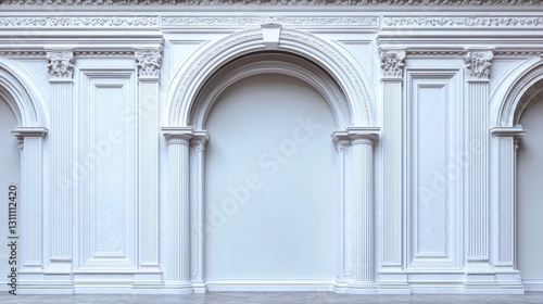 Elegant Architectural Detail with Arches and White Columns