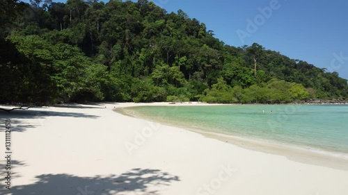 Beautiful landscape view of Andaman Sea at Surin National Park a tropical island in turquoise sea coral reefs, Phang-Nga, Thailand

