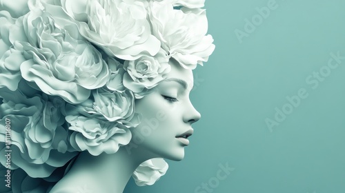 Floral Headpiece Profile of a Woman
