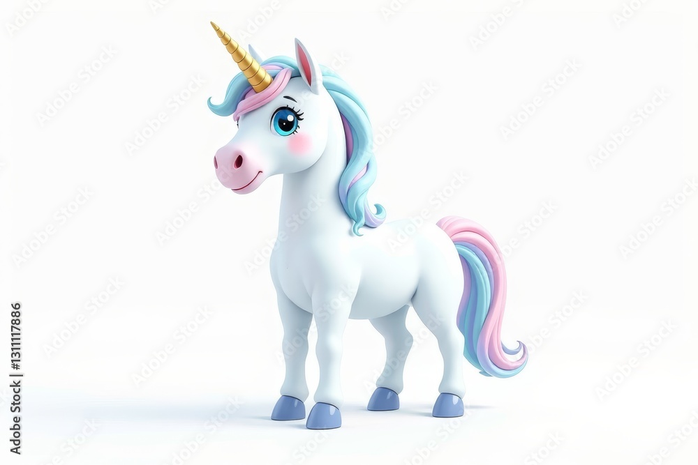 Fototapeta premium there is a small toy unicorn with a colorful mane