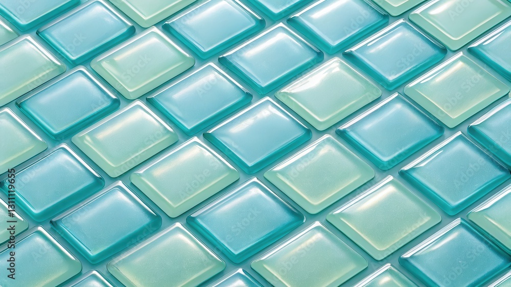 Sustainable building materials concept. Textured blue-green mosaic tiles arranged in a diamond pattern. Sustainable building materials concept. Textured blue-green mosaic tiles arranged in a diamond pattern.