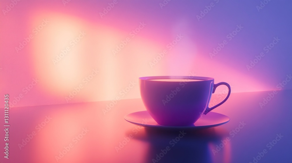 Fototapeta premium Neon-lit Cup of Coffee