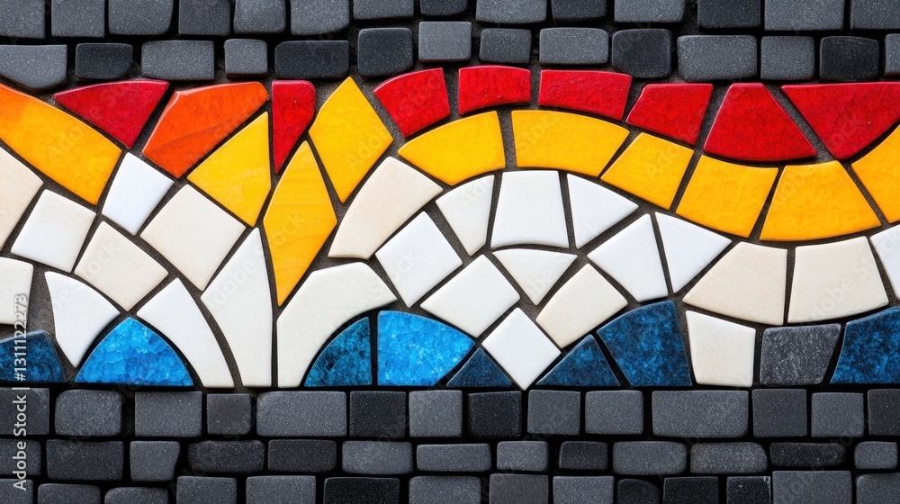 Obraz premium Multi-Colored Mosaic Tile Design with Geometric Patterns