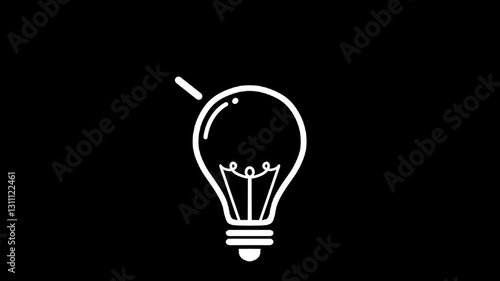 Lamp is on animation on black background 4K video motion graphic animation