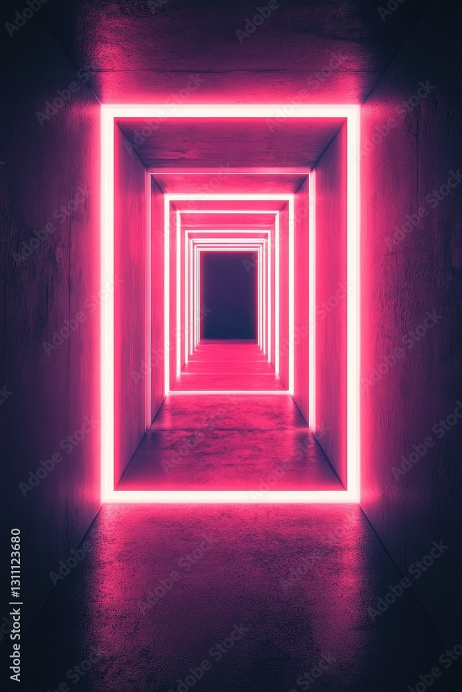 Fototapeta premium Neon Pink Tunnel Corridor (1)