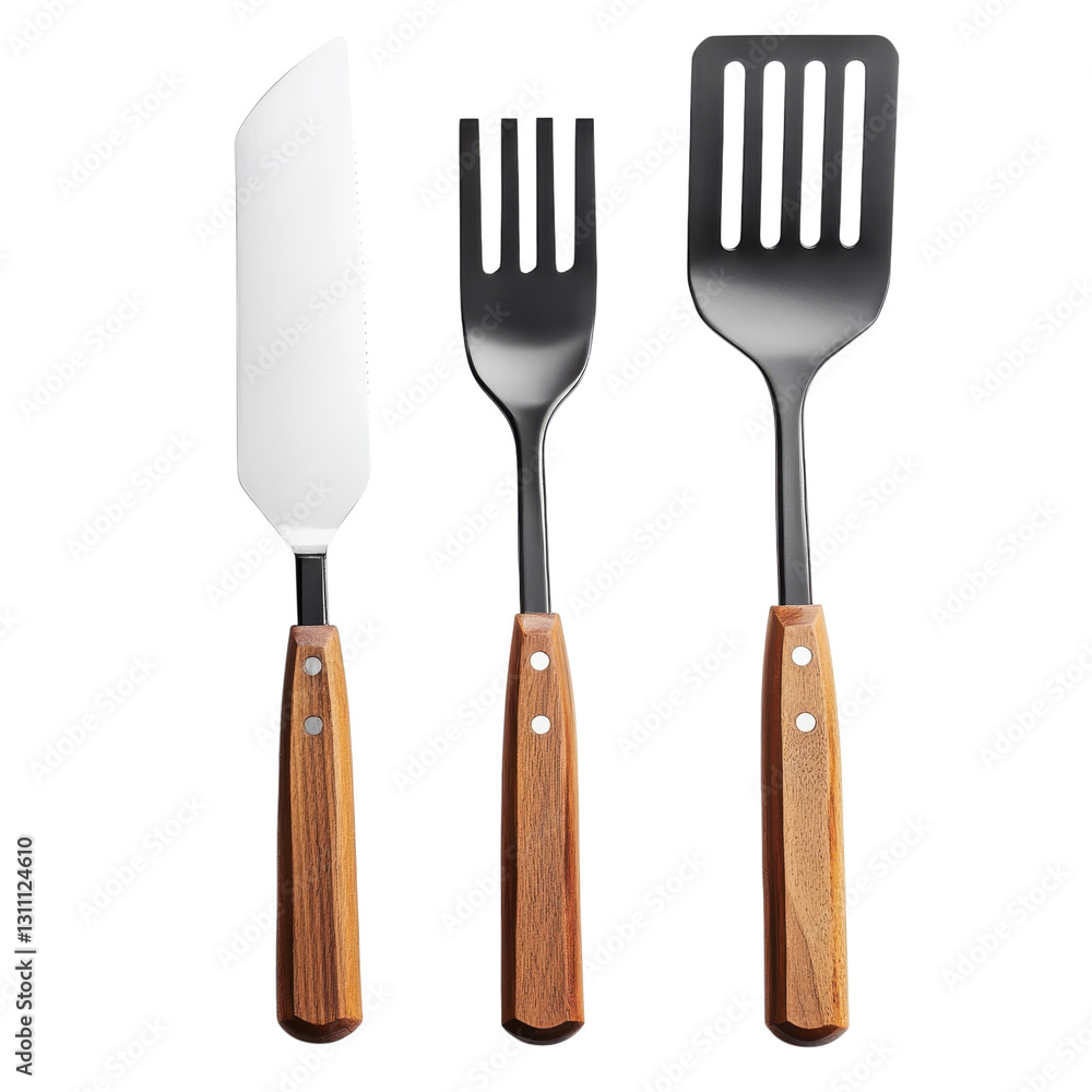 Naklejka premium Grilling Utensils BBQ Tools Set on transparent background.