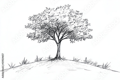 Eco-friendly product mockup, featuring a simple tree sketch.