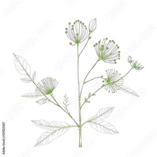 Wallpaper Mural Detailed Botanical Illustration with Intricate Line Work on White Background Torontodigital.ca