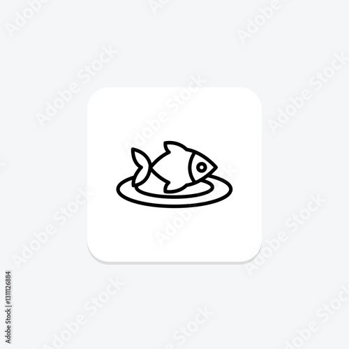 Fish line icon, vector, pixel perfect, illustrator file