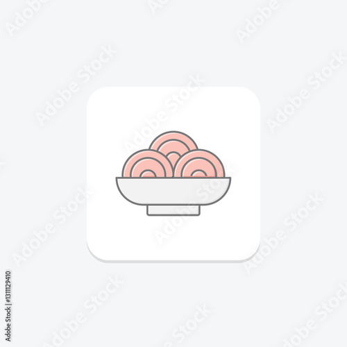 Noodle lineal color icon, vector, pixel perfect, illustrator file