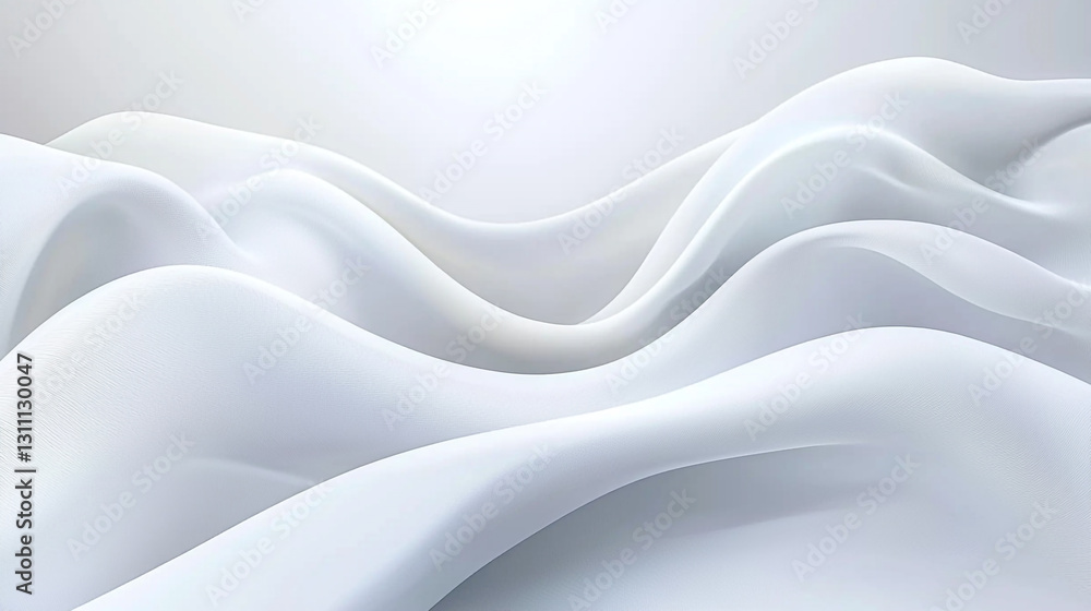 Obraz premium Abstract white fabric drapery soft elegant waves background texture flow grey silk curve light style