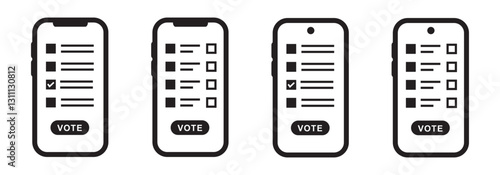 Mobile phone vote button icon, vector illustration