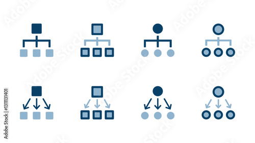 組織図や階層構造のイメージのアイコンイラストセット