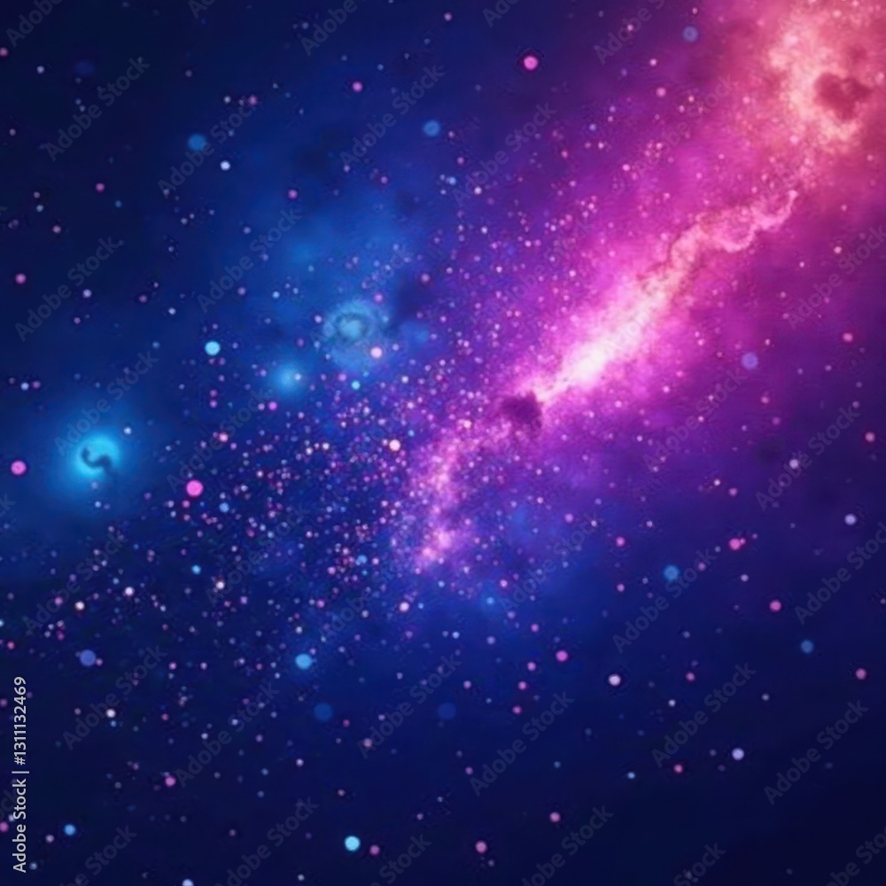 Obraz premium Glowing blue and ultraviolet stars, abstract cosmic scene , nebula, dreamy, starscape