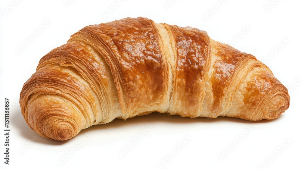 Golden Brown Croissant on White Background Golden Brown Croissant on White Background