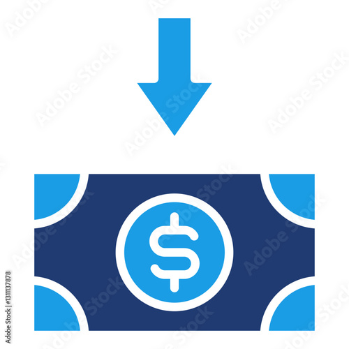 Money Down Blue Color Icon