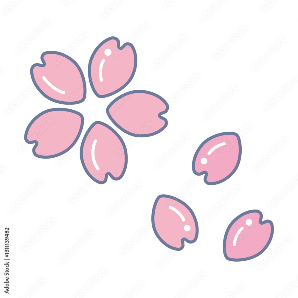 シンプルでフラットな桜のイラスト シンプルでフラットな桜のイラスト