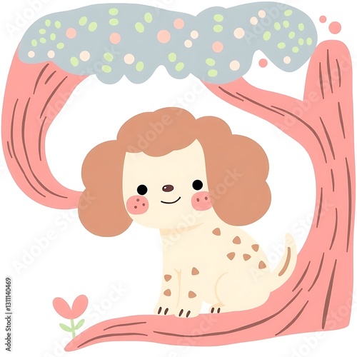 Obraz na płótnie Whimsical Pastel Naive Art Illustration on White Background w salonie