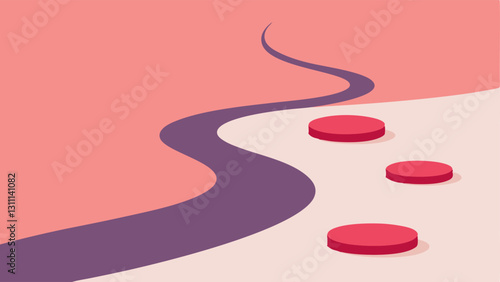Transformational Path A winding path leading towards a glowing smooth skin surface with exosomes depicted as stepping stones along the way illustrating progress in skin texture