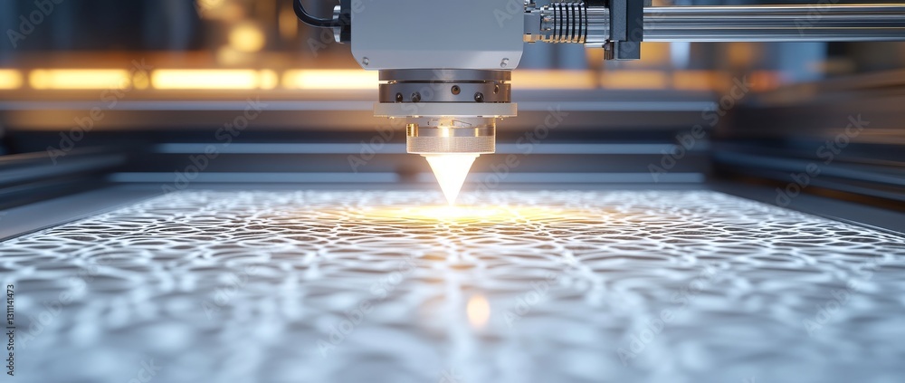 Laser cutting process shows precision and detail during intricate design creation in a modern workshop Laser cutting process shows precision and detail during intricate design creation in a modern workshop