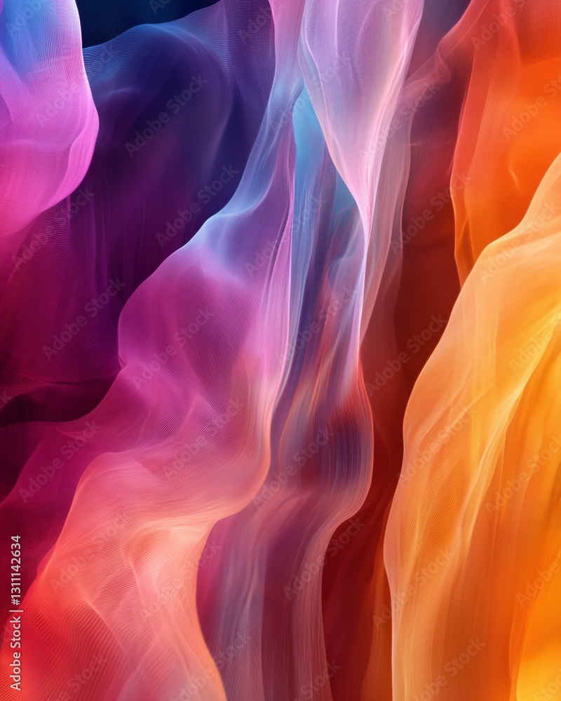 Obraz premium AI-Generated Abstract Art Vibrant waves of colorful fabric or abstract texture.