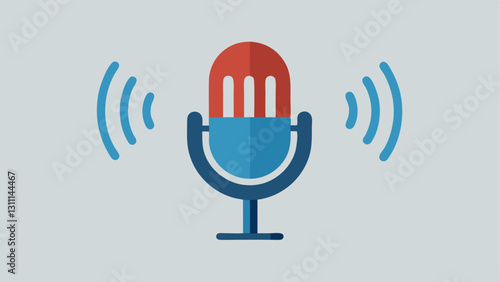 Voice Recognition Waveforms A microphone icon with sound waveforms emanating from it translating spoken language into text in realtime.