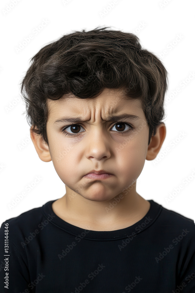 Frustrated young boy with an angry expression isolated on white background, child emotions, upset feelings, portrait of unhappy kid focusing on mood. Frustrated young boy with an angry expression isolated on white background, child emotions, upset feelings, portrait of unhappy kid focusing on mood.