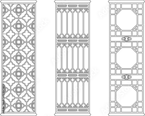 vector illustration sketch design image silhouette art decoration ornament partition window classic vintage ethnic traditional background pattern 