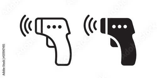 Infrared thermometer icon in outline and solid style. Vector illustration.