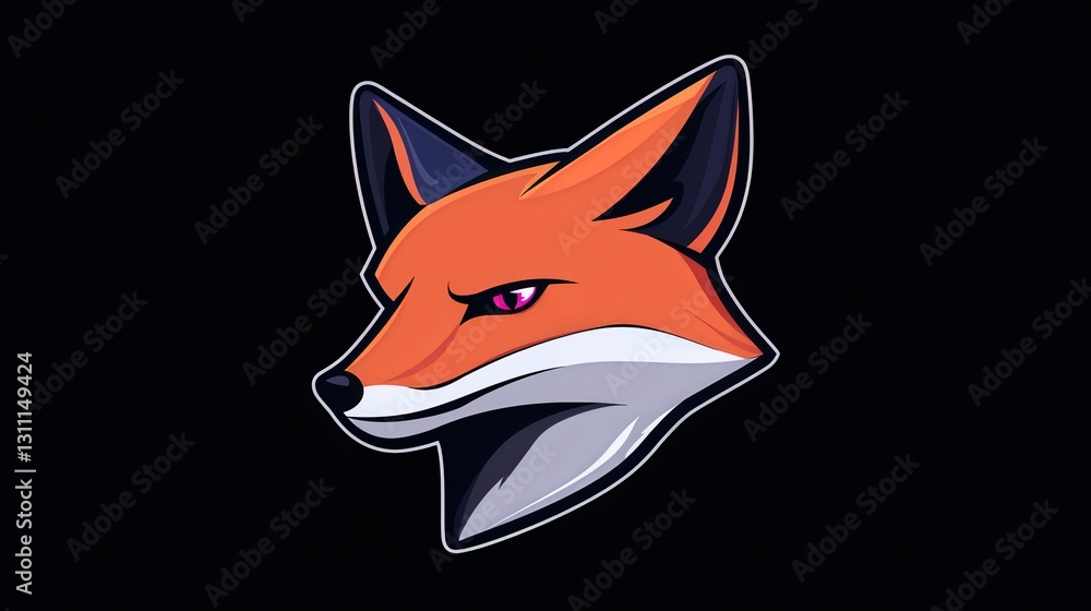 Fierce fox head profile, stylized illustration. Fierce fox head profile, stylized illustration.