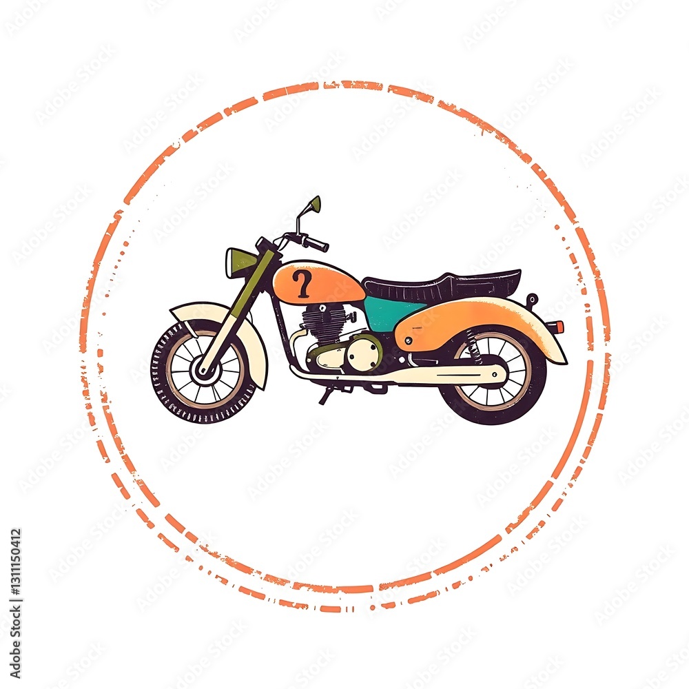 Retro Vintage Illustrative Graphic with Distressed Textures on Off-White Background