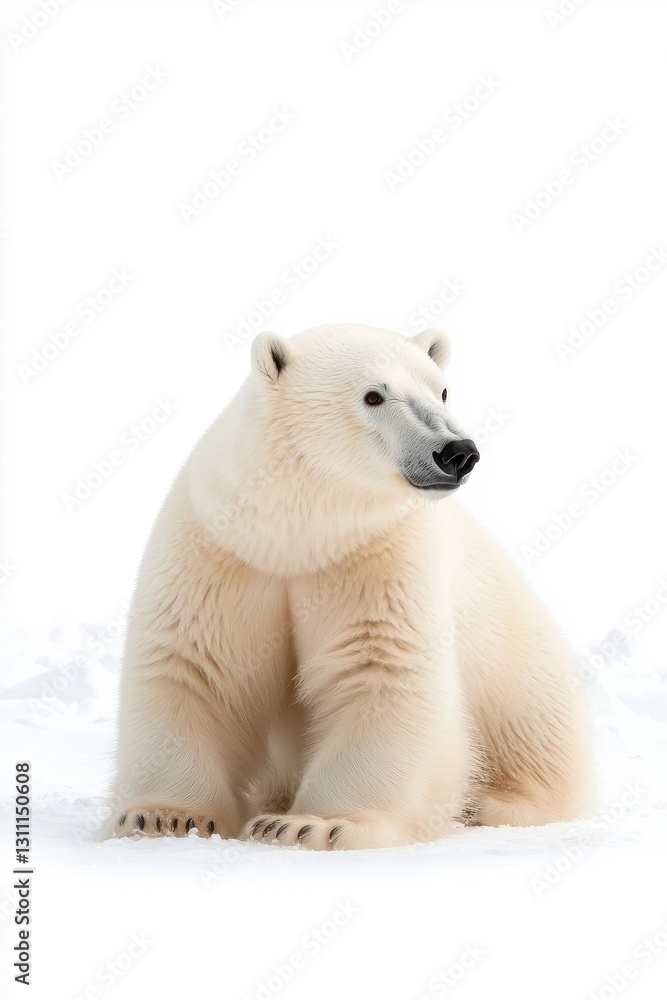 A majestic polar bear standing proudly, isolate on white background, highlighting its grandeur. A majestic polar bear standing proudly, isolate on white background, highlighting its grandeur.