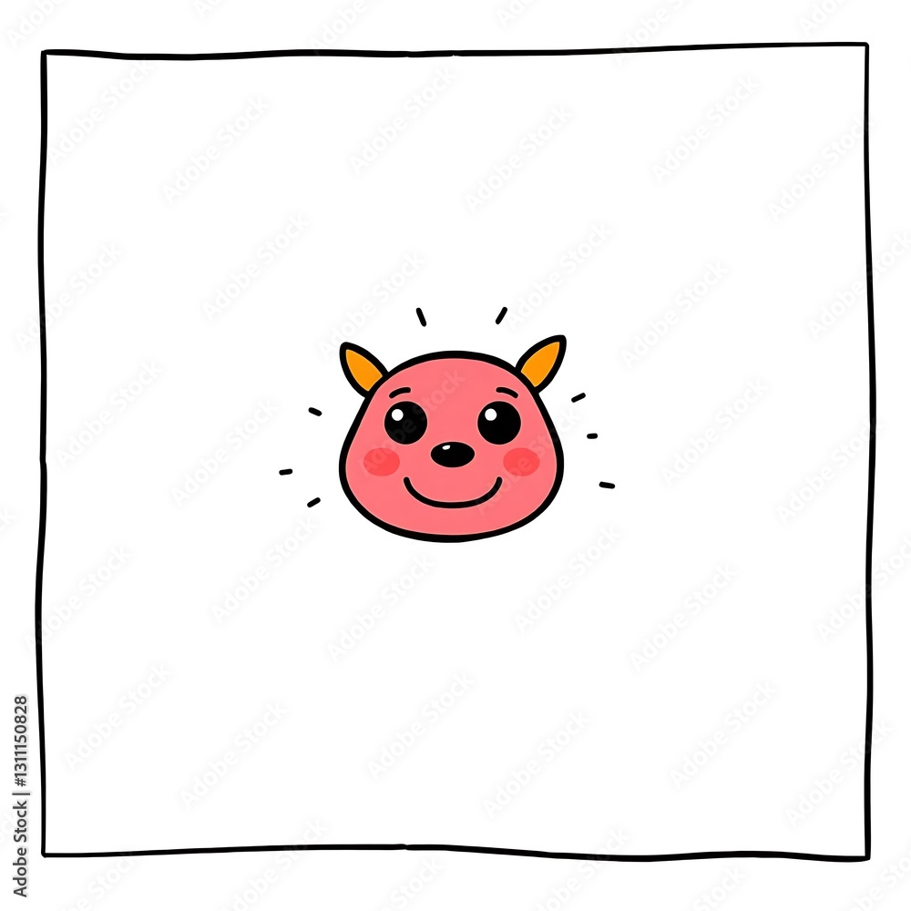 Fototapeta premium Whimsical Vibrant Illustration with Bold Outlines and Playful Colors on White Background