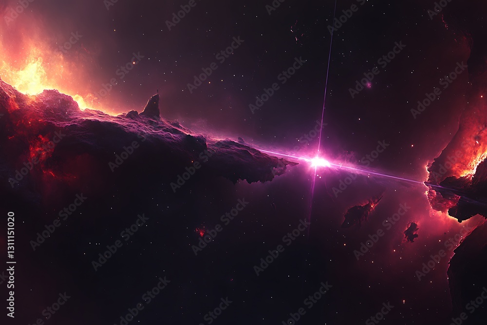 Fototapeta premium A breathtaking view of a cosmic nebula with a radiant bright star