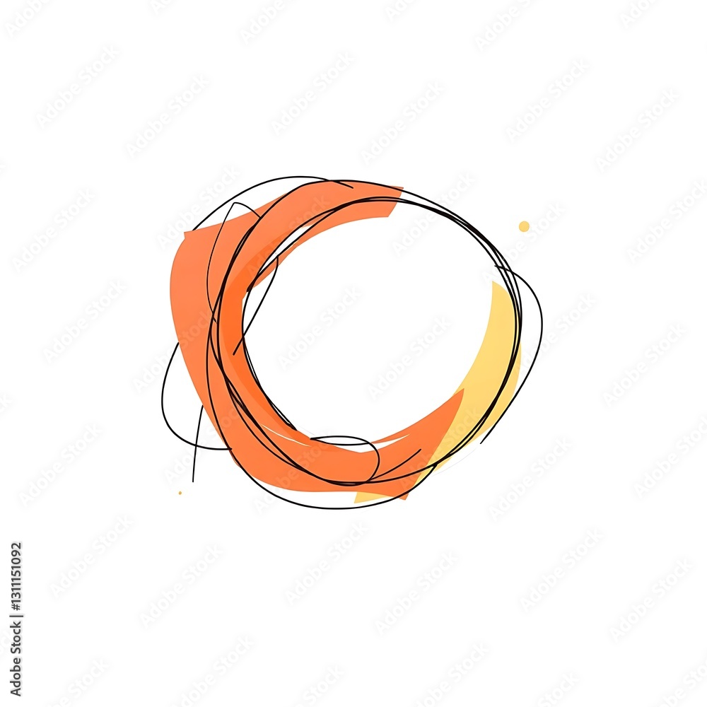 Contemporary Digital and Hand-Drawn Illustration on White Background