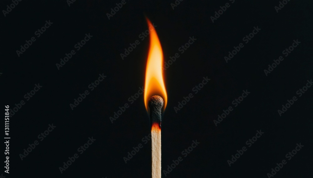 Matchstick Flame Against Black Matchstick Flame Against Black