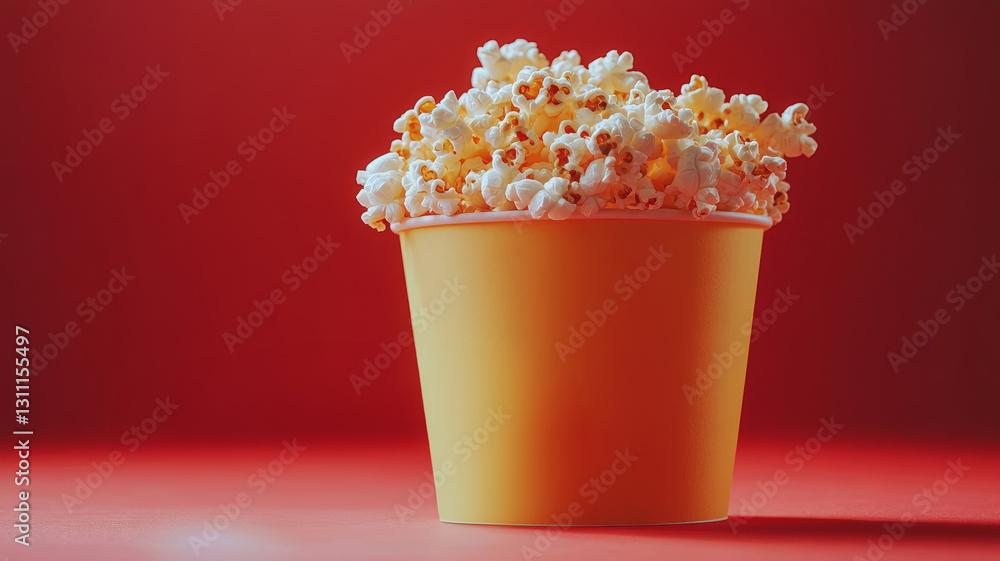 Bucket of popcorn on a red background Bucket of popcorn on a red background