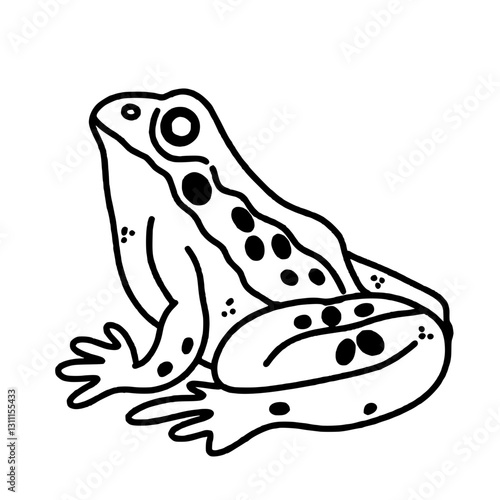 A frog happy Halloween concept, black and white hand drawn line art illustration 