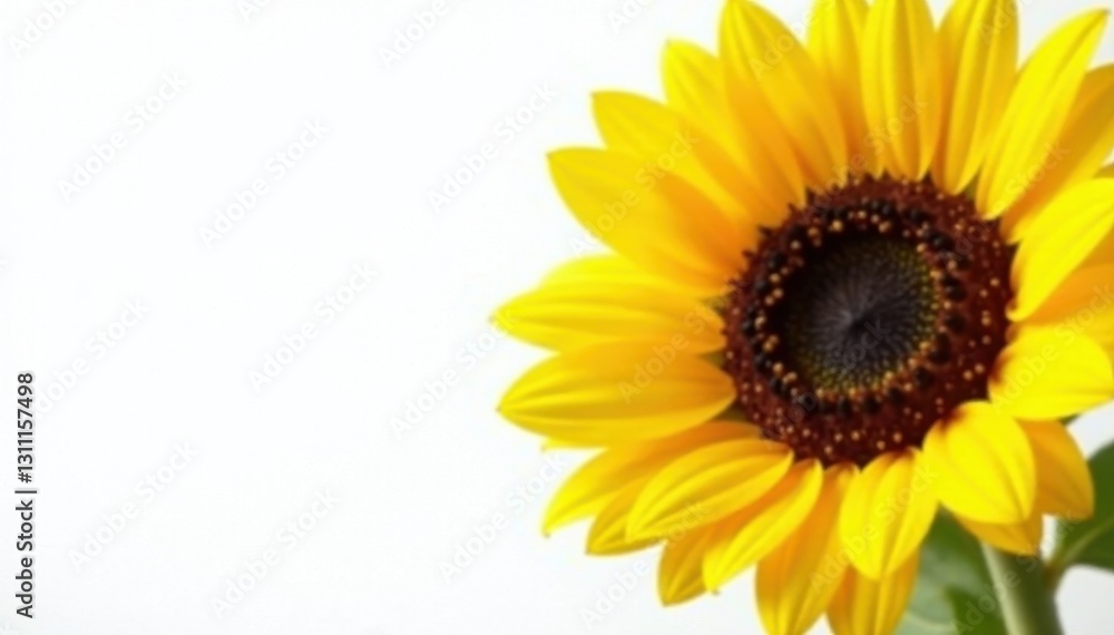 Vibrant yellow sunflower, sharp detail, white backdrop, closeup, stock photo, beautiful Vibrant yellow sunflower, sharp detail, white backdrop, closeup, stock photo, beautiful