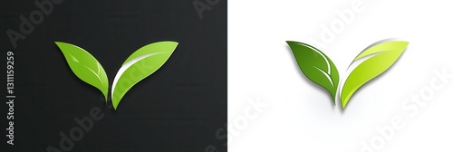 Vegetarian food logo featuring a green V with leaf elements reflecting a healthy lifestyle and eco friendly branding photo