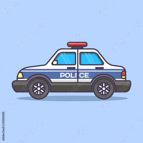 Side view of police car, cartoon style