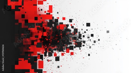 Abstract 3D Red Cube Pattern with Geometric Design