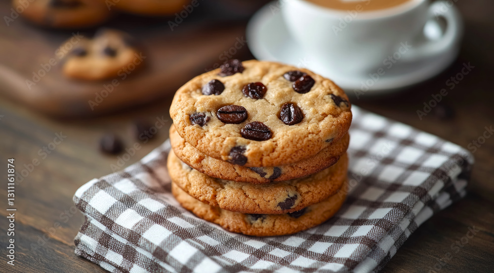 Delight in the perfect pairing of raisin cookies and a robust latte in a cozy cafe setting that captures the essence of indulgence Delight in the perfect pairing of raisin cookies and a robust latte in a cozy cafe setting that captures the essence of indulgence