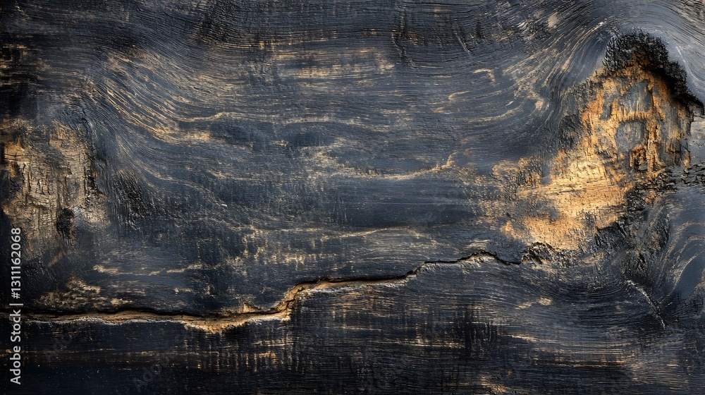 Naklejka premium Dark aged wood plank showing grain pattern and a knot